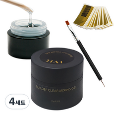 SM IVIT 延甲透明凝膠 15g + 筆刷 + 指模 50片 套組, 單色, 4組