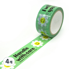 아프로캣 스마일시리즈 박스테이프 48mm x 40m, 데이지, 4개