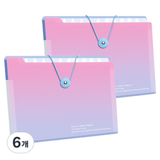 델리리움 예쁜 색감 대용량 아코디언 서류 A4 파일 케이스 5단 32 x 25 cm, 6개, 그라데이션 핑크