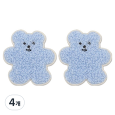 동대문단추왕 열접착식 자수 동물 보슬이젤리곰 와펜 패치, 라이트블루, 4개