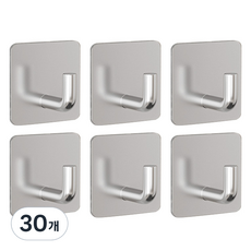 HOMEDAUM 免打孔隨心浴室收納 不鏽鋼黏貼式掛鉤, 30個, 銀色