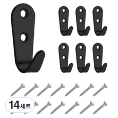 ALLCOVER 牆壁固定U型掛鉤 大型 2mm + 螺絲組, 黑色(掛鉤), 14套