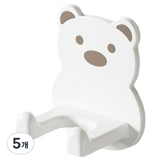 셀리빙 무타공 곰돌이 드라이기걸이, 화이트베어, 5개