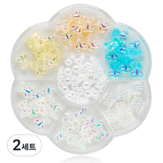 MEIBROWN 小熊蝴蝶結混合美甲貼片7件組, 混和色, 2個