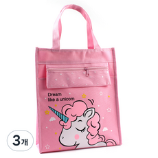 하태스몰 간편한 편리한 파일가방 8001-16, 핑크유니콘, 3개