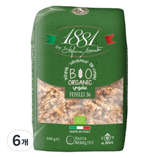 파스타베루또 1881 유기농 통밀 푸실리, 500g, 6개