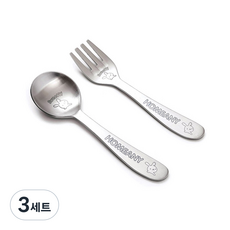 홈애니 유아 스푼포크 세트, 3세트, 토끼, 스푼 + 포크