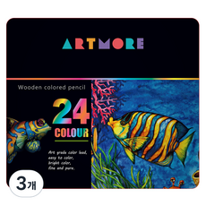 ARTMORE 專業用彩色鉛筆鐵盒, 3個, 24色