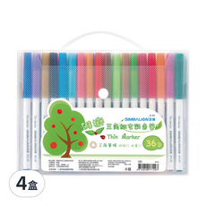 SIMBALION 雄獅 三角細字彩色筆 3036, 36色, 4盒
