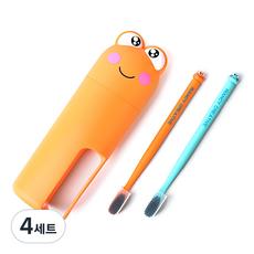 알럽홈 휴대용 개구리 칫솔컵 세트 오렌지, 4세트