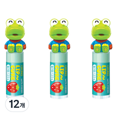 KM Pharmaceutical Pororo 幼兒用 Crong 公仔 Lip Cure 護唇膏, 12個, 2.5g, 草莓香