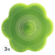 矽膠花瓣吸附毛孔深層清潔洗臉刷, 3個, 綠色