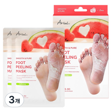 아리얼 스무스 앤 퓨어 소프트닝 케어 워터멜론 풋 필링 마스크, 68g, 3개, 2개입