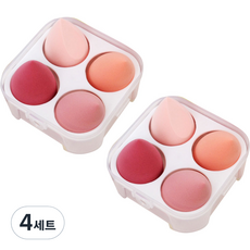 지앤와이 파스텔 물방울 퍼프 4p 케이스 세트, 4세트, 핑크