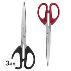 deLi 得力 多用途辦公室剪刀 中型 180mm 2件組, 3套, 黑色, 紅色