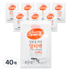 유하우스 일회용 위생 멀티백, 중(M), 30개입, 40개