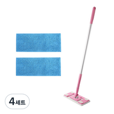 A-Clean 手持除塵拖把 粉紅色 + 超細纖維拖布 2入, 4套