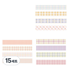 格紋圖案彩色紙膠帶 20mm x 2m 4入組, 15套, 20 鹽之花,桃子,霧