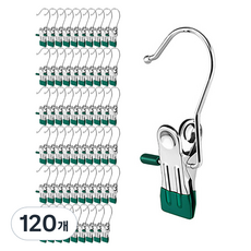 홈바내쓰 논슬립 다용도 스텐 집게걸이, 그린, 120개