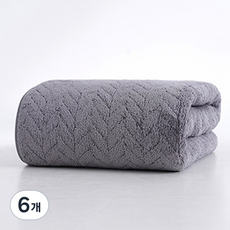 Woni's house 大型超細纖維浴巾, 6個, 深灰色