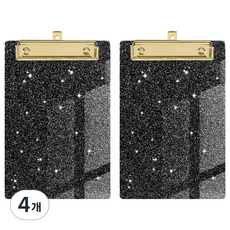 Gold Pang 壓克力亮粉珍珠A4文件板, 4個, 黑色