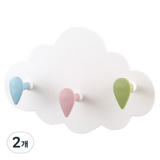 MONACO OLIVE 雲朵3孔壁掛式衣帽架, 混合顏色, 2個