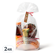 M字型蕾絲花邊無黏膠opp袋 30入 + 聖誕吊牌 + 紙紮帶, 混合顏色, 2套