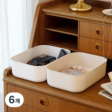 儲物間收納整理籃, 6個, 奶油色