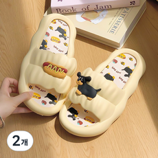 EVER HOUSE 熱狗狗狗角色柔軟客廳拖鞋, 2個, 乳霜