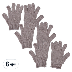 플라라 목욕 샤워 손가락 장갑타올 양손착용 세트, 차콜, 2개입, 6세트