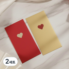 Hugoing 愛心信件感謝零用錢信封 2款 x 6入, 金色, 紅色, 2套