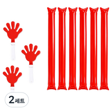 PARTYSHOW 加油棒 6入 + 拍手器 3入 組 FREE, 紅色, 2套