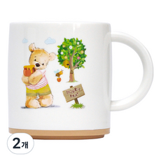 蜜糖熊附把手漱口杯 大, 2個, 白色