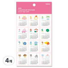 陽地日記 2026 卡倫達貼紙, 4個, 混合顏色