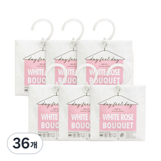 day feel day 香氛袋 衣櫃芳香劑 + 問號掛勾, 15g, 36個, 花香, 白玫瑰花束