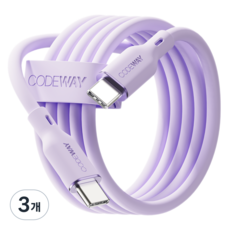 코드웨이 팔레트 C타입-C타입 초고속 충전 케이블 PD 100W, 0.6m, 라벤더 퍼플, 3개