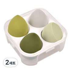 Yeonwoo Egg Puff 化妝海綿 4 種 + 盒裝, 綠色, 2組