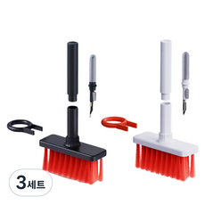 블체 5 in 1 키보드 에어팟 다용도 청소솔 2종 세트, 화이트 + 레드, 블랙 + 레드, 3세트