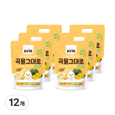 엘빈즈 유아용 유기농 곡물 그대로 현미 쌀과자 STEP1, 단호박맛, 25g, 12개