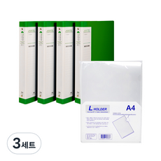 현풍 O링 바인더 3공 합지 A4 2cm 4p + L홀더 10p, 녹색, 3세트