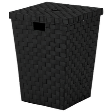 kela Alvaro附蓋長方編織收納籃, 墨黑色