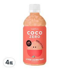 sugarlolo 椰果飲料 水蜜桃風味, 4瓶, 340ml