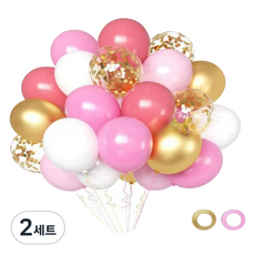 만들하비 컨페티 풍선 30p 세트, 골드로즈(랜덤발송), 2세트