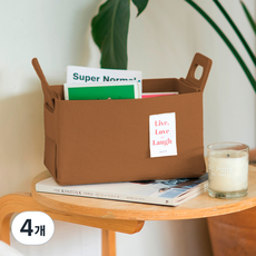 가쯔 접이식 펠트 수납 바구니, 초코브라운, 4개