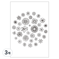 젤루나 반영구 손가락 작은 레터링 플라워 패턴 일러스트 헤나 타투 스티커, 3개, T-229