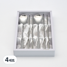 Willive 新薔薇噴砂餐具組, 銀色, 湯匙 + 筷子, 4套