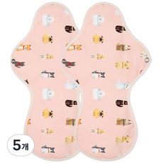 WIZLLY 粉色小狗布衛生棉, 夜用, 2入, 5個