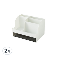 오트라 데스크테리어 라이트 다용도 수납정리함, 화이트, 2개
