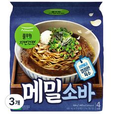 풀무원 자연건면 메밀소바, 464g, 3개