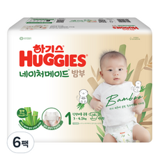 하기스 2024 네이처메이드밤부 밴드형 기저귀 남녀공용, 1단계, 408매